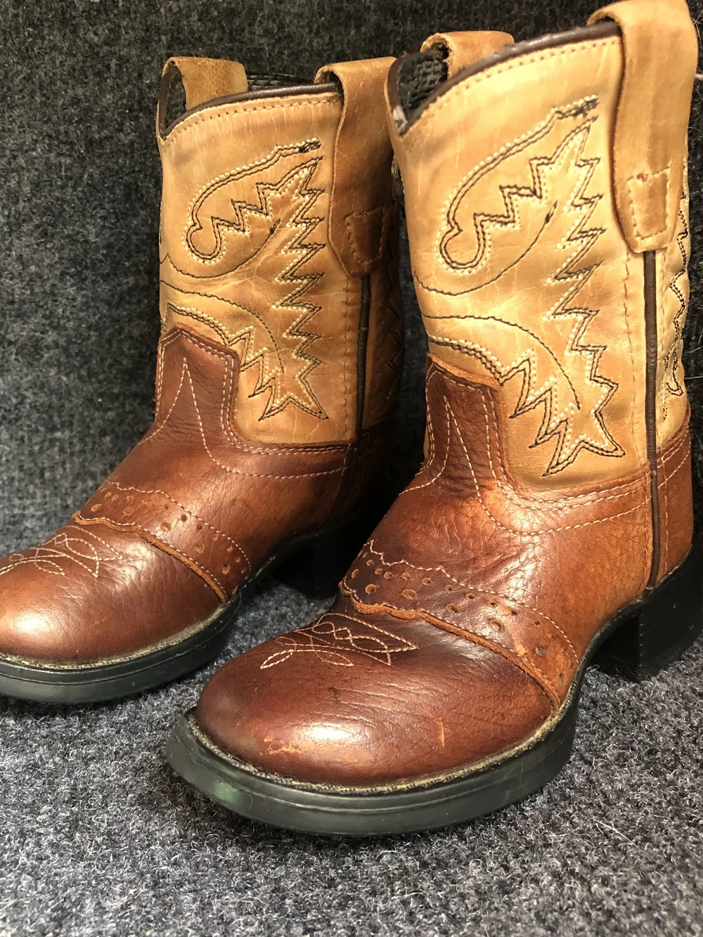 Old West Kids Two-Tone Brown & Tan Cowboy Boots